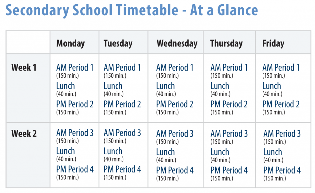 week 1 week 2 timetables